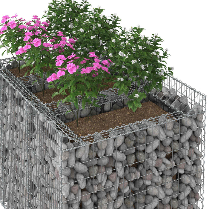 Pat ridicat din gabion 2 pcs Argintiu - WALTI WALTI