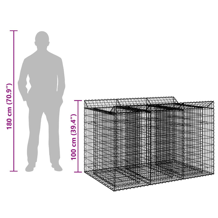 Pat ridicat din gabion 2 pcs Argintiu - WALTI WALTI