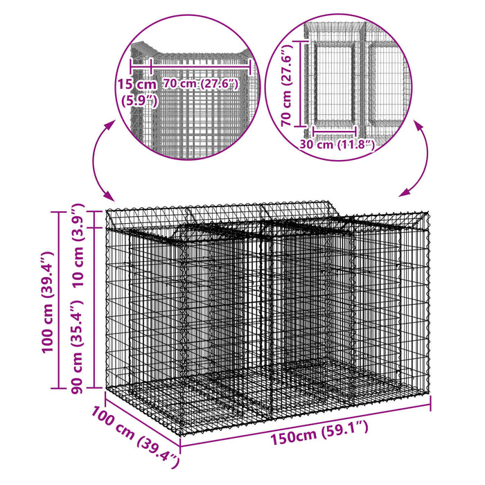 Pat ridicat din gabion 2 pcs Argintiu - WALTI WALTI