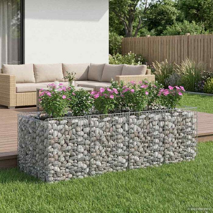 Pat ridicat din gabion 2 pcs Argintiu - WALTI WALTI
