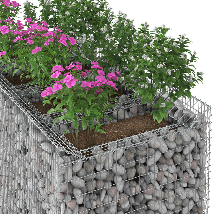 Pat ridicat din gabion 2 pcs Argintiu - WALTI WALTI