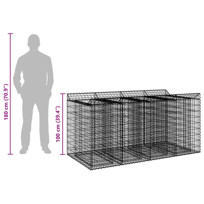 Pat ridicat din gabion 2 pcs Argintiu - WALTI WALTI