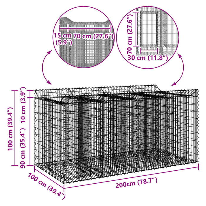 Pat ridicat din gabion 2 pcs Argintiu - WALTI WALTI