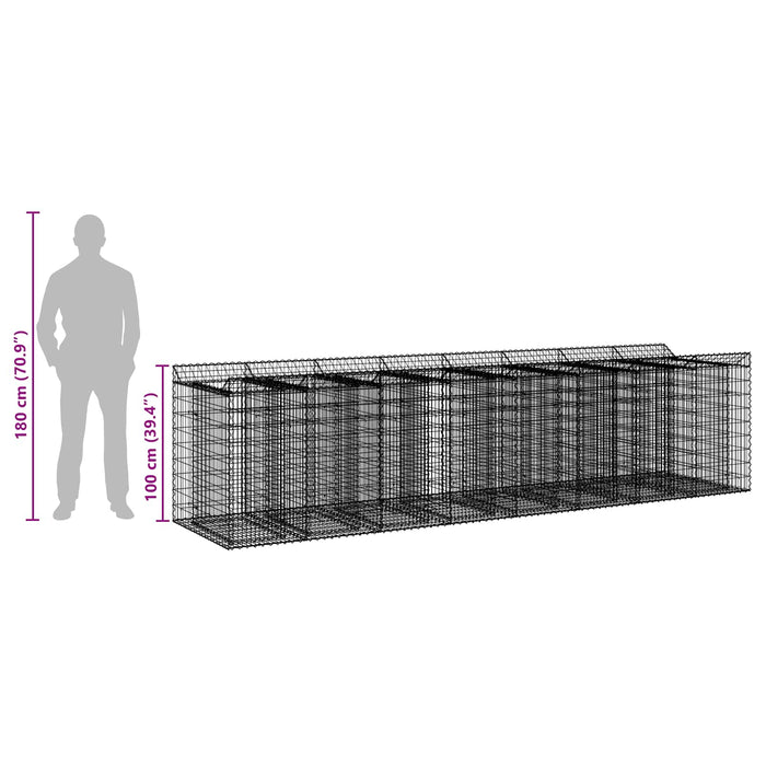 Pat ridicat din gabion 4 pcs Argintiu - WALTI WALTI