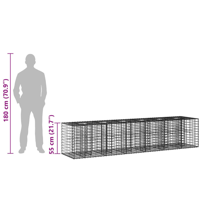 Pat ridicat din gabion 2 pcs Argintiu 260 x 60 x 55 cm - WALTI WALTI