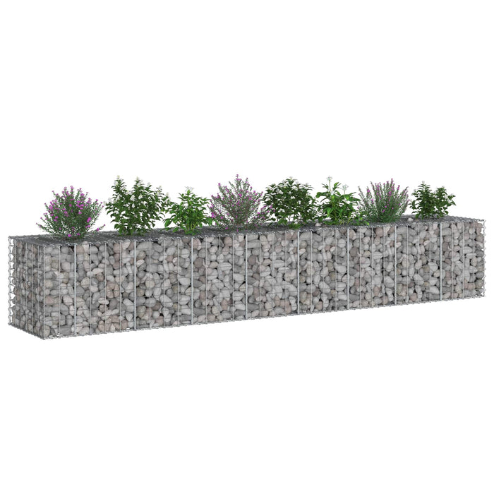 Pat ridicat din gabion 2 pcs Argintiu 340 x 60 x 55 cm - WALTI WALTI