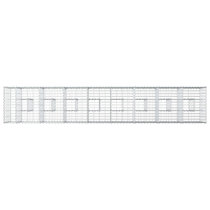 Pat ridicat din gabion 2 pcs Argintiu 340 x 60 x 55 cm - WALTI WALTI