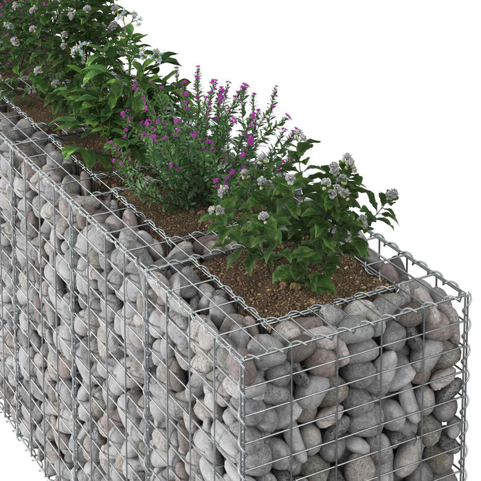 Pat ridicat din gabion 2 pcs Argintiu 250 x 50 x 80 cm - WALTI WALTI
