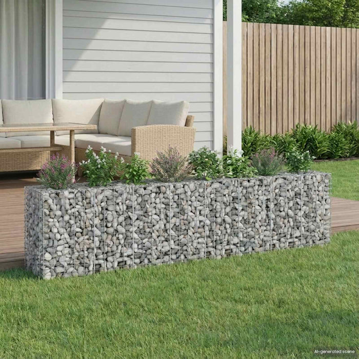 Pat ridicat din gabion 2 pcs Argintiu 330 x 50 x 80 cm - WALTI WALTI