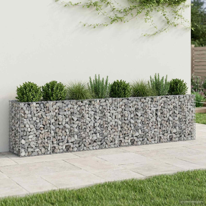 Pat ridicat din gabion 2 pcs Argintiu 330 x 50 x 80 cm - WALTI WALTI