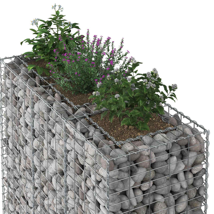 Pat ridicat din gabion 2 pcs Argintiu 130 x 50 x 150 cm - WALTI WALTI