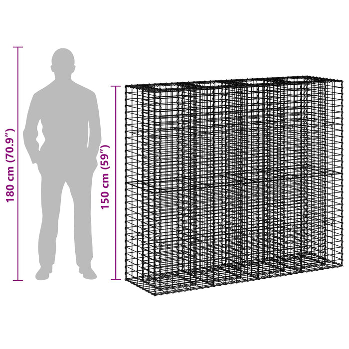 Pat ridicat din gabion 2 pcs Argintiu 170 x 50 x 150 cm - WALTI WALTI
