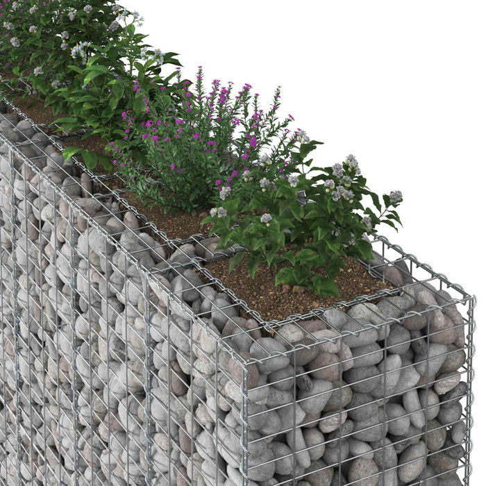 Pat ridicat din gabion 3 pcs Argintiu 250 x 50 x 150 cm - WALTI WALTI