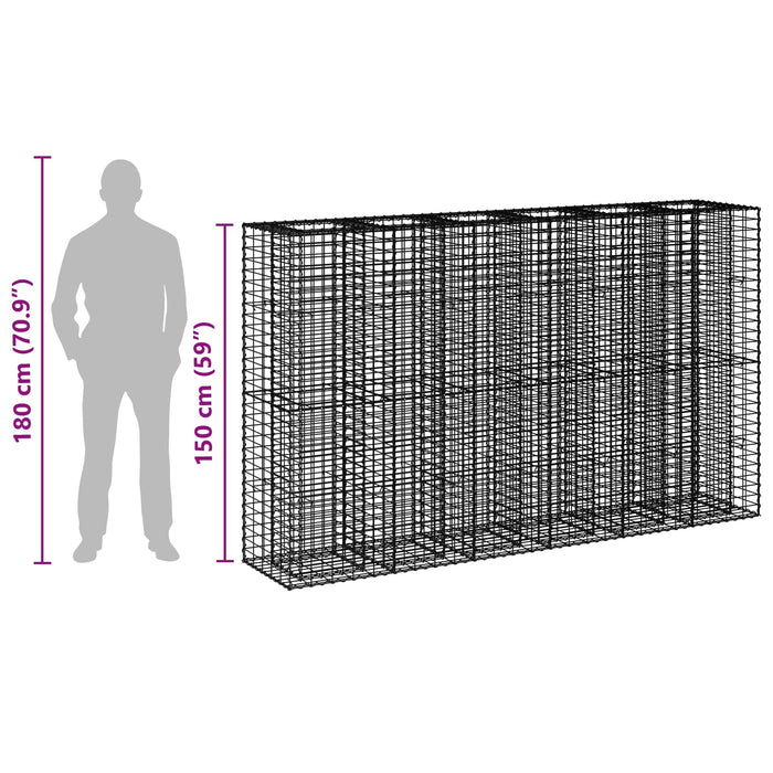 Pat ridicat din gabion 3 pcs Argintiu 250 x 50 x 150 cm - WALTI WALTI