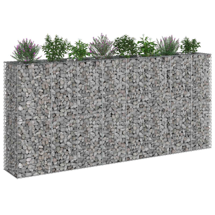Pat ridicat din gabion 4 pcs Argintiu 330 x 50 x 150 cm - WALTI WALTI