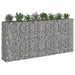 Pat ridicat din gabion 4 pcs Argintiu 330 x 50 x 150 cm - WALTI WALTI