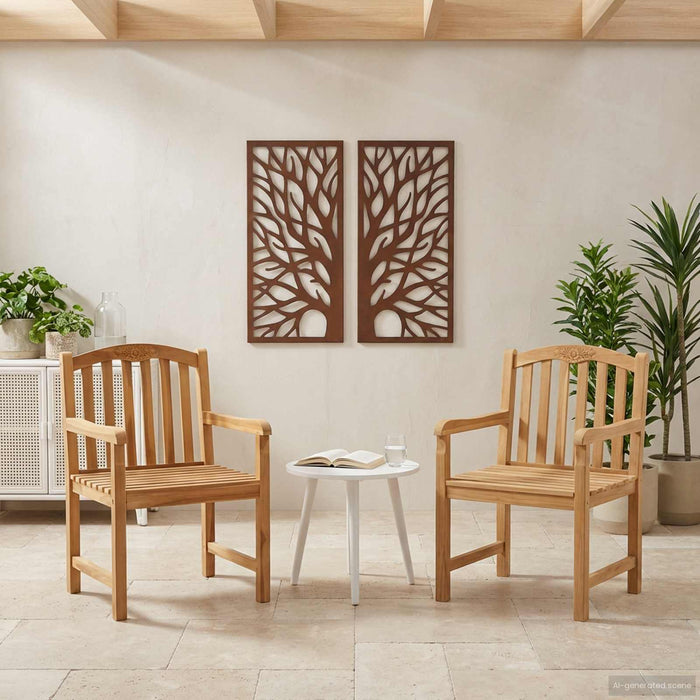 Scaun din lemn sculptat în formă de trandafir 2 pcs natural - WALTI WALTI