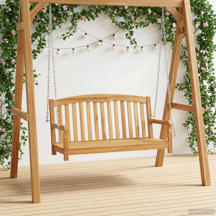 Bancă swinging natural 114 x 61 x 61,5 cm Lemn solid de tec - WALTI WALTI