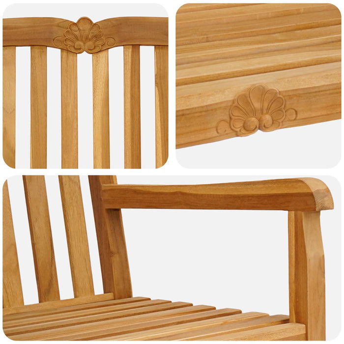 Bancă din lemn sculptată manual cu flori natural - WALTI WALTI