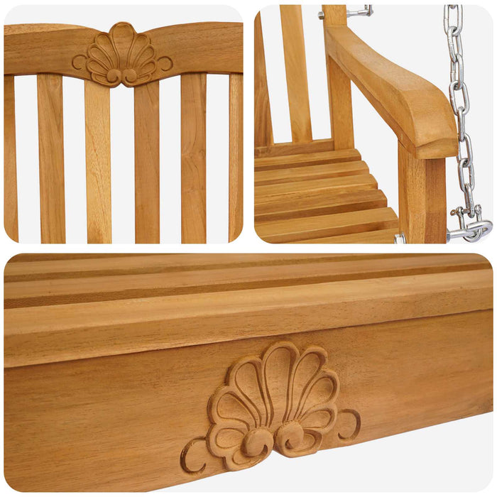 Bancă swinging natural 114 x 60 x 60,5 cm Lemn solid de tec - WALTI WALTI