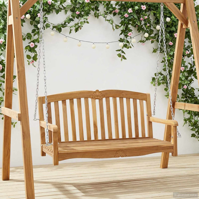 Bancă swinging natural 114 x 60 x 60,5 cm Lemn solid de tec - WALTI WALTI