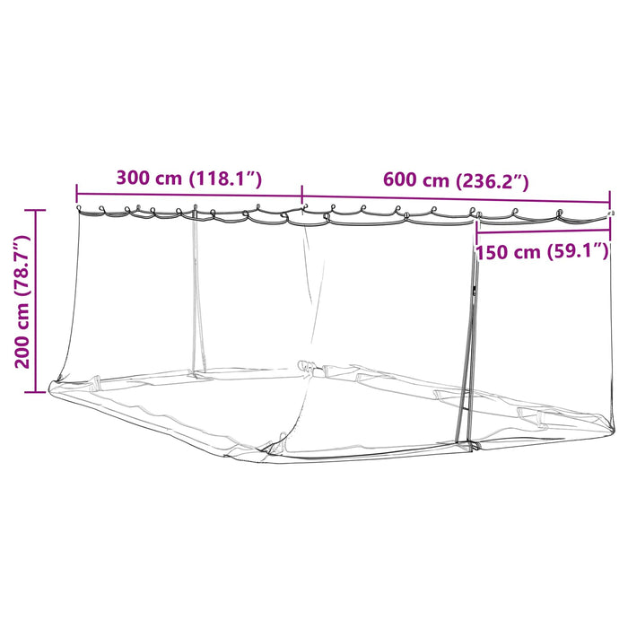 Plasă de țânțari pentru foișor 220 mesh Negru 6 x 3 x 2 m WALTI
