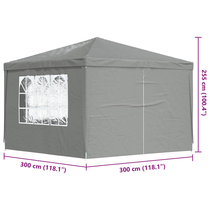 Cort pentru Petreceri 300 x 300 x 255 cm Gri deschis PE și oțel - WALTI WALTI