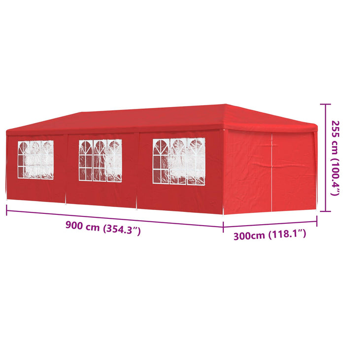 Cort pentru Petreceri 900 x 300 x 255 cm Roșu PE și oțel - WALTI WALTI