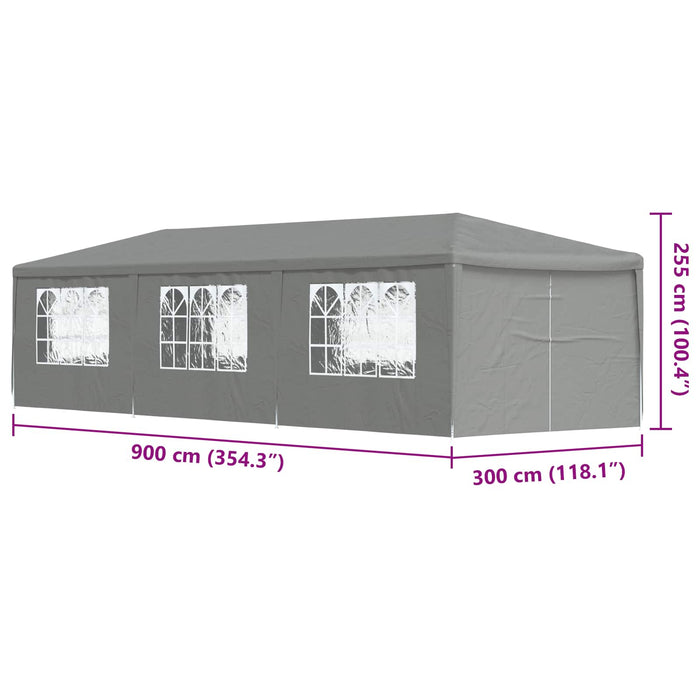 Cort pentru Petreceri 900 x 300 x 255 cm Gri deschis PE și oțel - WALTI WALTI