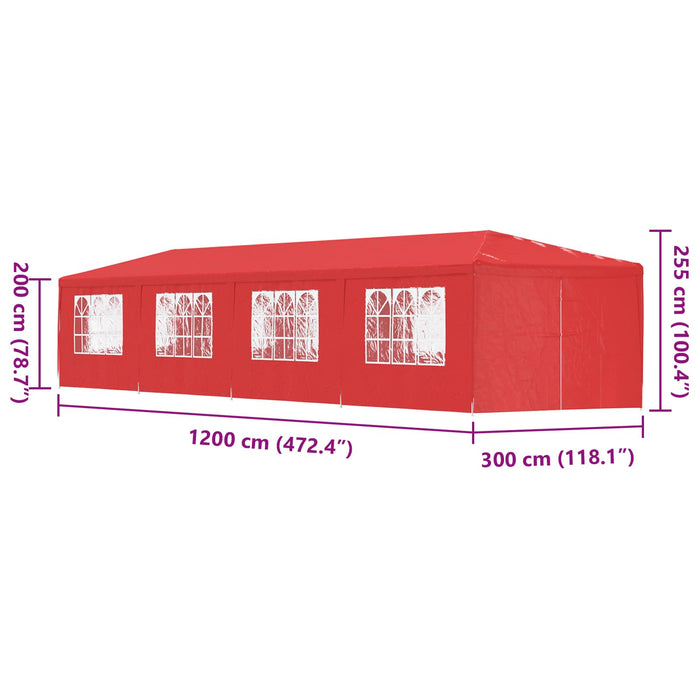 Cort pentru Petreceri 1200 x 300 x 255 cm Roșu PE și oțel - WALTI WALTI