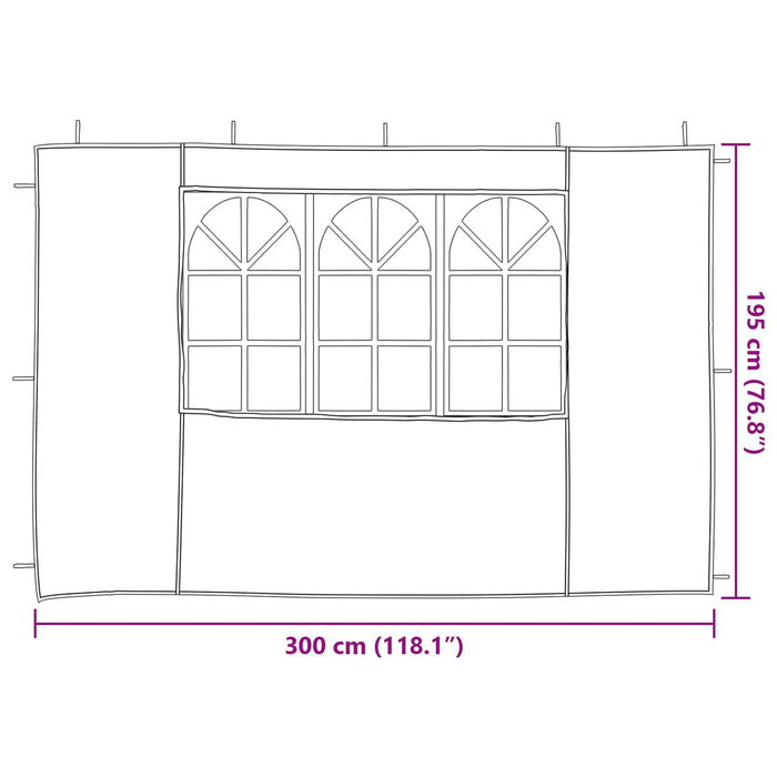 Perete lateral pentru cort de petrecere 2 pcs 300 x 195 cm - WALTI WALTI