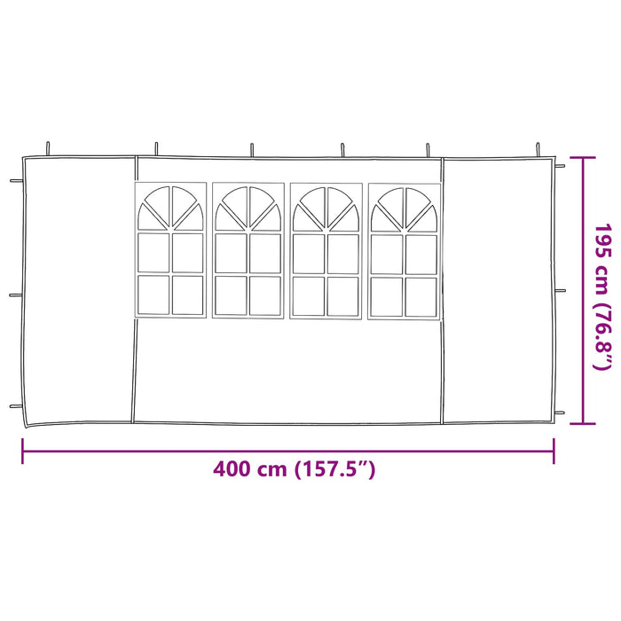 Perete lateral pentru cort de petrecere 2 pcs 400 x 195 cm Roșu - WALTI WALTI