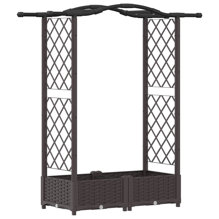 Pat Ridicat cu Trellis și Acoperiș Maro 124 x 40 x 125 cm PP WALTI