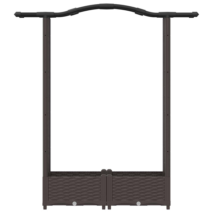 Pat Ridicat cu Trellis și Acoperiș Maro 124 x 40 x 125 cm PP WALTI