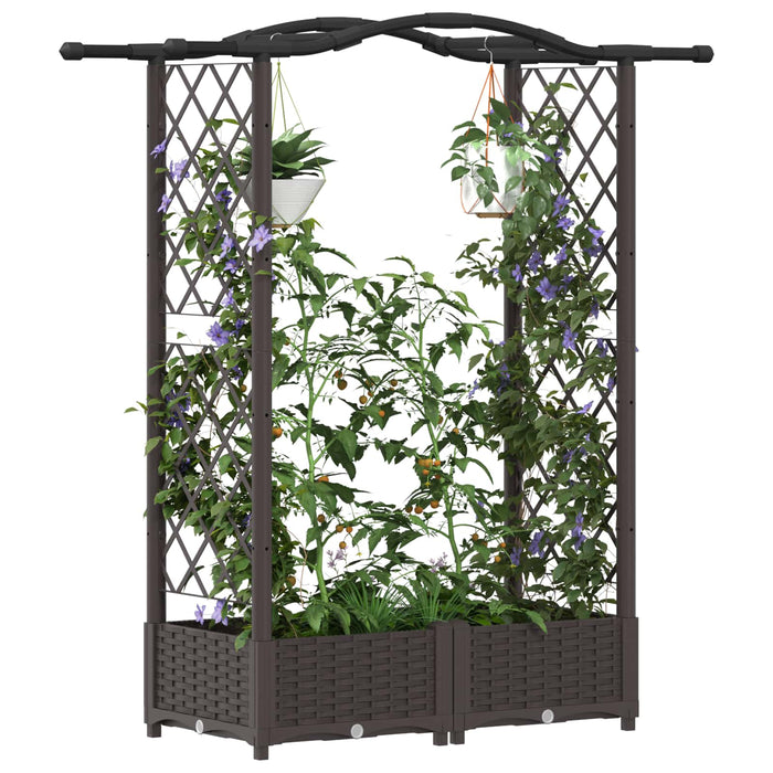 Pat Ridicat cu Trellis și Acoperiș Maro 124 x 40 x 125 cm PP WALTI