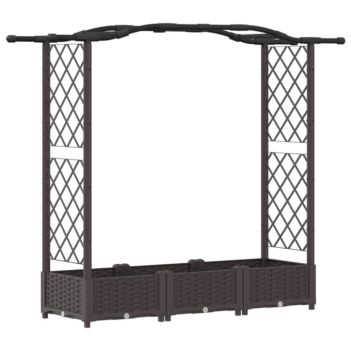 Pat Ridicat cu Trellis și Acoperiș Maro 169 x 40 x 125 cm PP WALTI