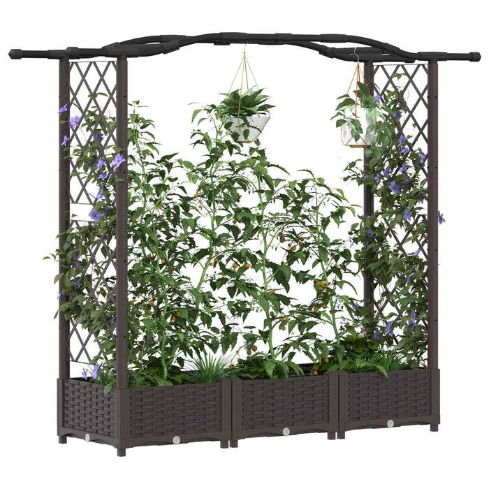 Pat Ridicat cu Trellis și Acoperiș Maro 169 x 40 x 125 cm PP WALTI