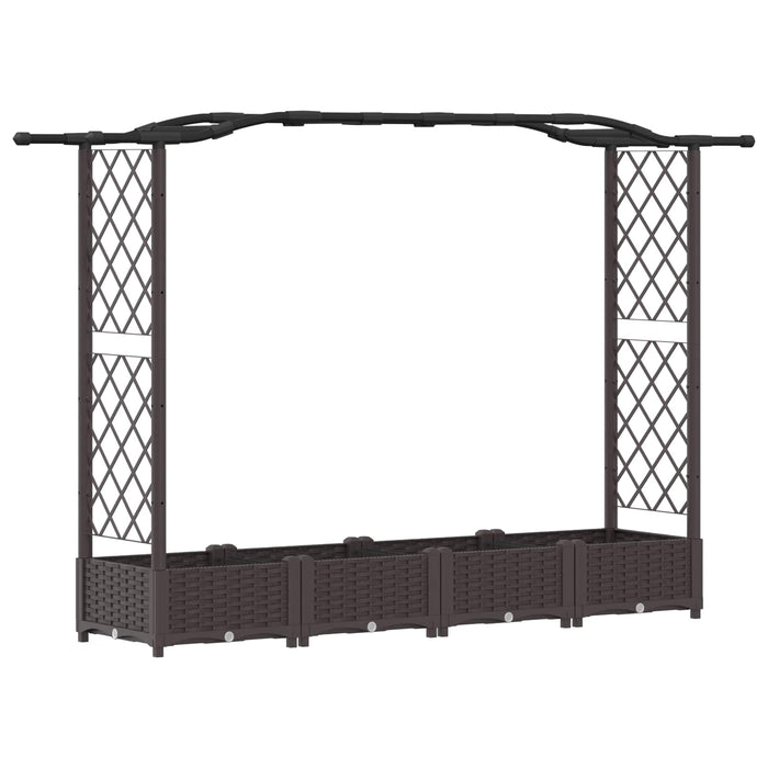 Pat Ridicat cu Trellis și Acoperiș Maro 207 x 40 x 126 cm PP WALTI