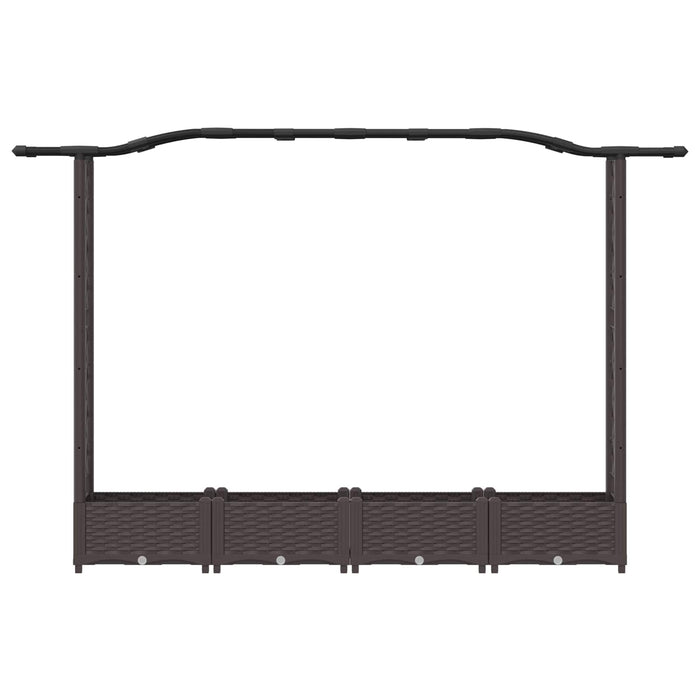 Pat Ridicat cu Trellis și Acoperiș Maro 207 x 40 x 126 cm PP WALTI