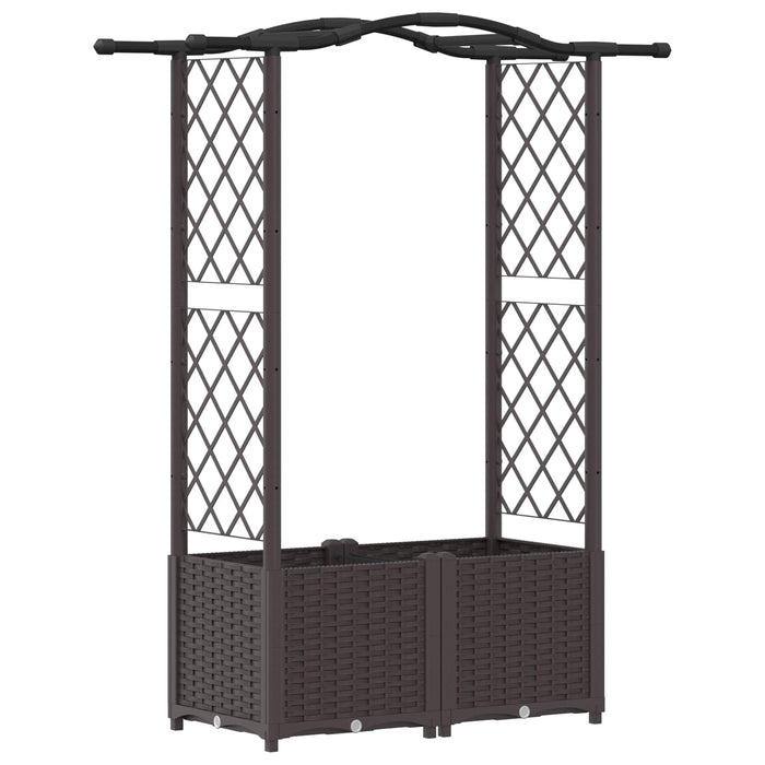 Pat Ridicat cu Trellis și Acoperiș Maro 125 x 40 x 138 cm PP WALTI