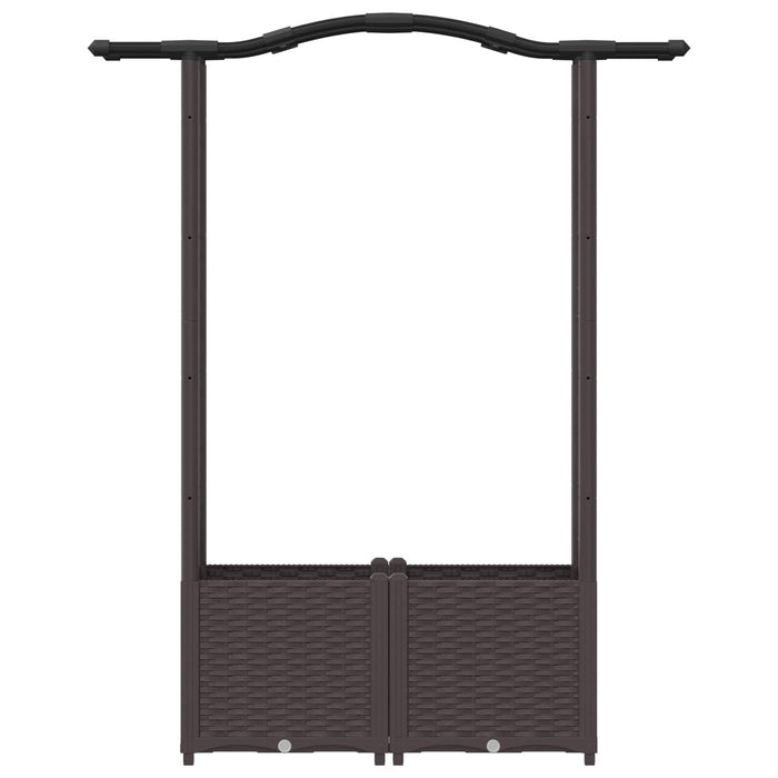 Pat Ridicat cu Trellis și Acoperiș Maro 125 x 40 x 138 cm PP WALTI