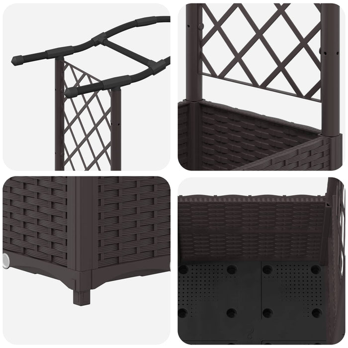 Pat Ridicat cu Trellis și Acoperiș Maro 164 x 40 x 142 cm PP WALTI