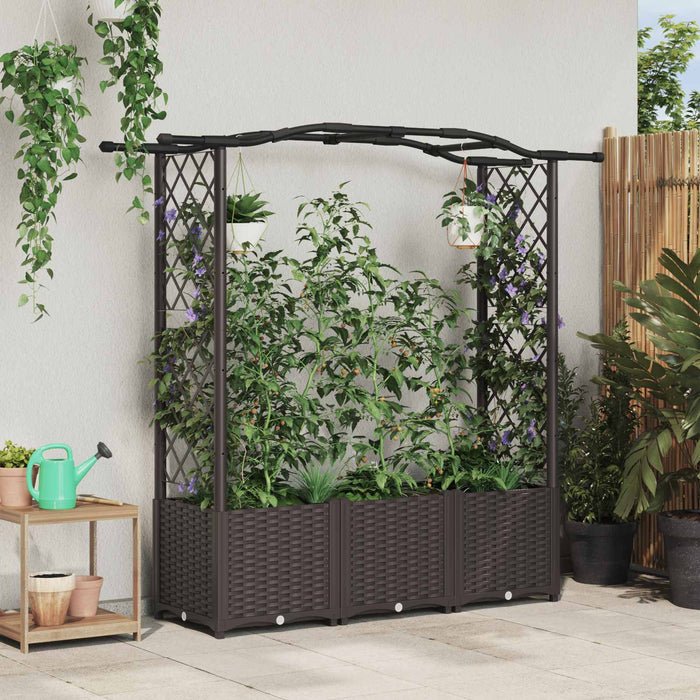Pat Ridicat cu Trellis și Acoperiș Maro 164 x 40 x 142 cm PP WALTI
