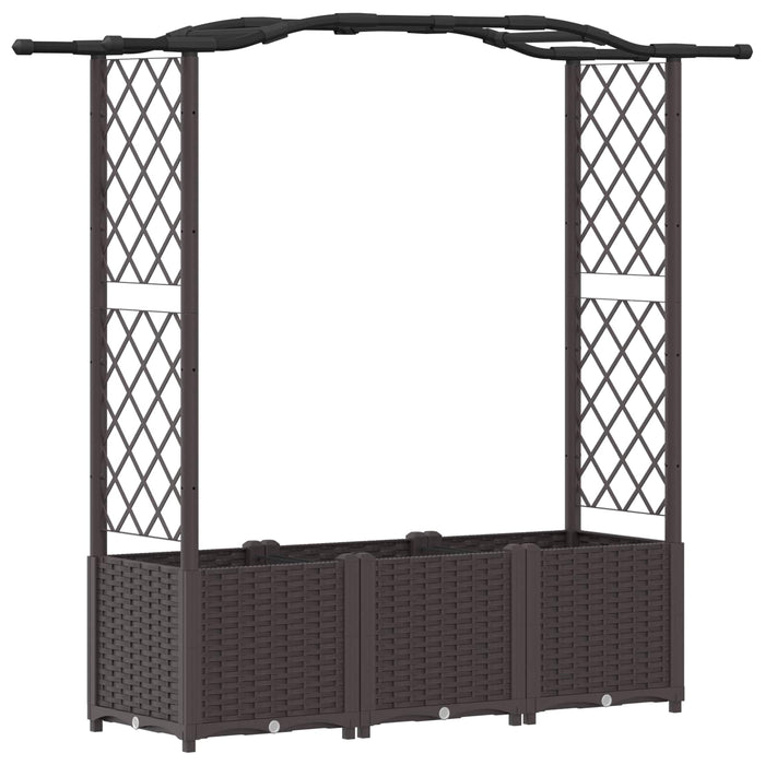 Pat Ridicat cu Trellis și Acoperiș Maro 164 x 40 x 142 cm PP WALTI