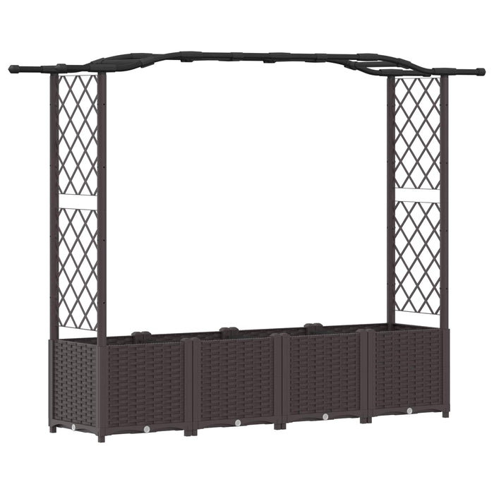 Pat Ridicat cu Trellis și Acoperiș Maro 204 x 40 x 141 cm PP WALTI