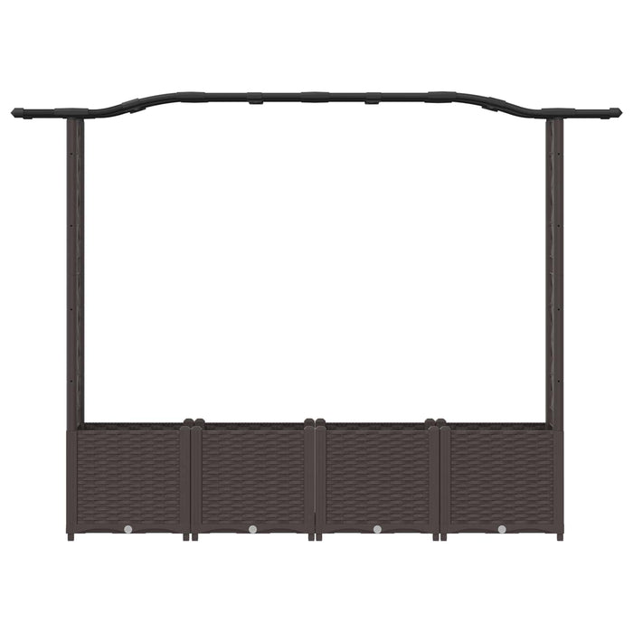 Pat Ridicat cu Trellis și Acoperiș Maro 204 x 40 x 141 cm PP WALTI