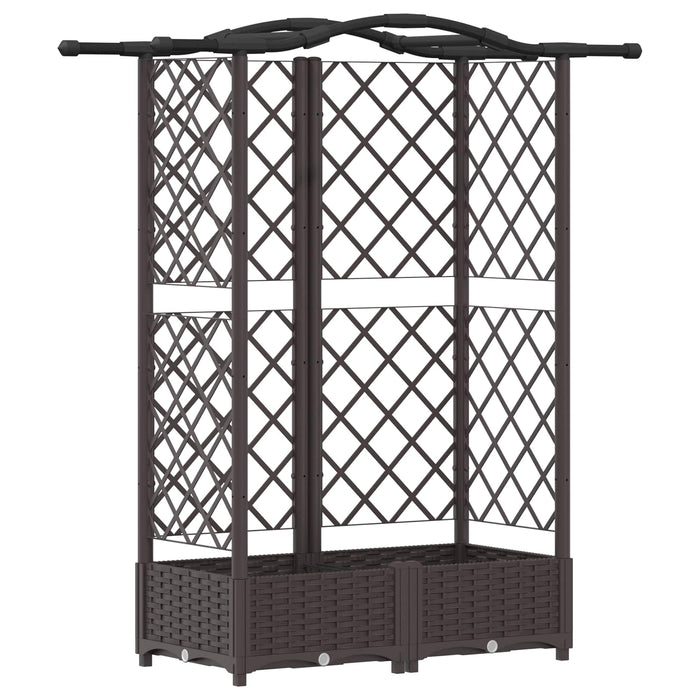 Pat Ridicat cu Trellis și Acoperiș Maro 124 x 40 x 126 cm PP WALTI