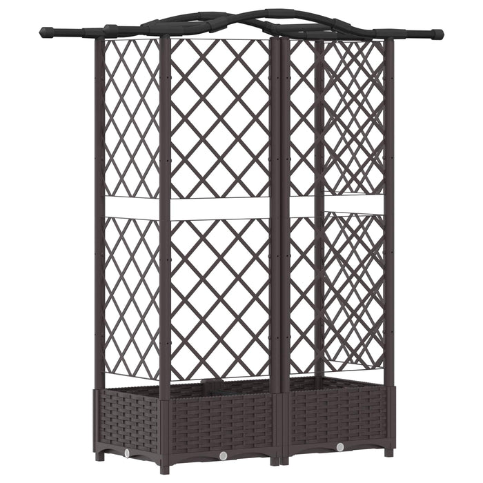 Pat Ridicat cu Trellis și Acoperiș Maro 124 x 40 x 126 cm PP WALTI