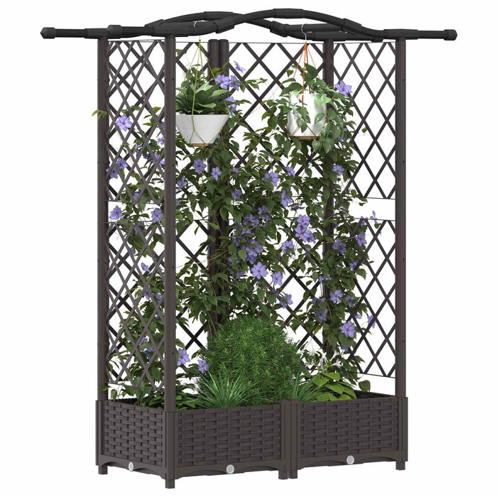 Pat Ridicat cu Trellis și Acoperiș Maro 124 x 40 x 126 cm PP WALTI