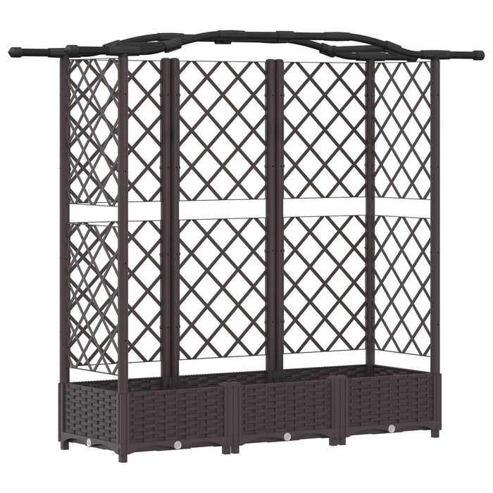 Pat Ridicat cu Trellis și Acoperiș Maro 163 x 40 x 126 cm PP WALTI